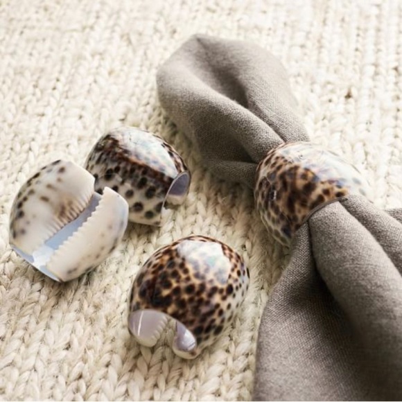 Tiger Cowrie Shell | Brown, White | Napkin Rings | Set Of 4 | Size 2” - Picture 10 of 10